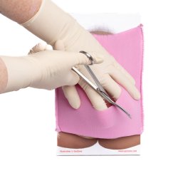 Episiotomy simulator. 5 textile pieces, 1 stand, 1 plastic head.